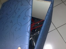 Pouf Puf Pouff Puff, STOFFA POGGIAPIEDI BAULE, colore blu, contenitore casa