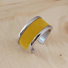 Yellow Leather Bronze Ring
