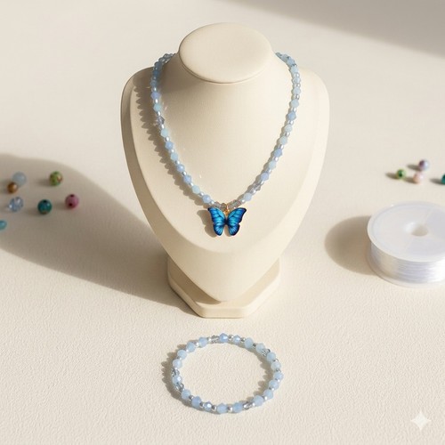 Set gioielli farfalla blu - farfalla,