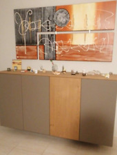 Parete attrezzata da Soggiorno con Mobile TV + Madia sospesa con 4 ante bicolori