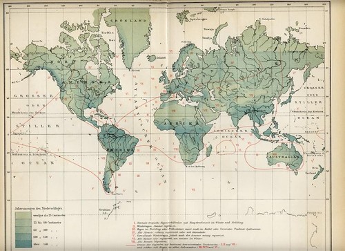 Antica mappa 1903 piogge - mappa,