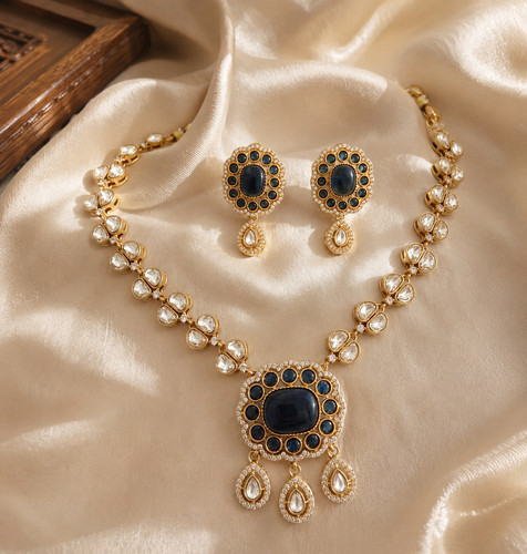 Set collana pendente - polki, blu