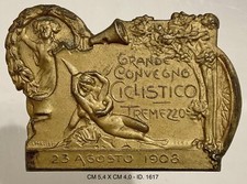 TREMEZZO COMO TOURING CLUB ITALIANO DISTINTIVO LIBERTY CONVEGNO CICLISTICO 1908 