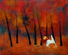 Quadro Novecento, GIAN RODOLFO D'ACCARDI,paesaggio,cavalli,Dipinto olio Su Tela.