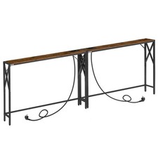 Set di 2 Tavoli Console con Stazione di Ricarica Tavolini da Divano Stretti