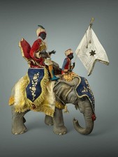 Elefante animale da presepe Napoletano corteo orientali legno 38x57 Cm