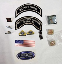 Lotto di 13 toppe e spille ricamate motociclista Harley Davidson Varios 