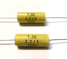 2x 2,2UF 250V CONDENSATORE POLIESTERE ASSIALE AUDIO HI-FI FILTRO CASSE N.2 PZ.