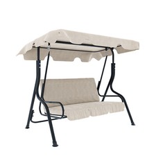 Dondolo 3 posti tettuccio regolabile cuscini imbottiti struttura acciaio beige