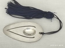 SEGNALIBRO ARGENTO STERLING 925 CON NAPPINA  BLU PER LETTORI IDEA REGALO