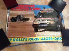POSTER PUBBLICITARIO VINTAGE TOYOTA LAND CRUISER AND TERCEL PARIS DAKAR 100X70