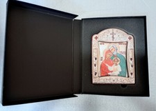 Icona Greco Ortodossa " Sacra famiglia " in legno e alluminio