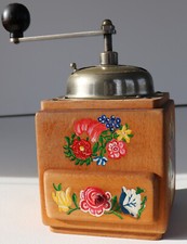 Macinacaffè antico antico Dienes dipinto vintage decorazione fiori frutta cucina legno caffè