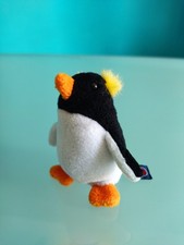 TRUDI" mini peluche Pinguino, colore nero, giallo e bianco, altezza 8 cm.