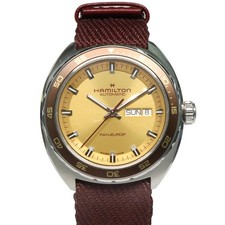 Orologio Hamilton Pan Europ Day Date Automatico Beige SS Usato Dal Giappone