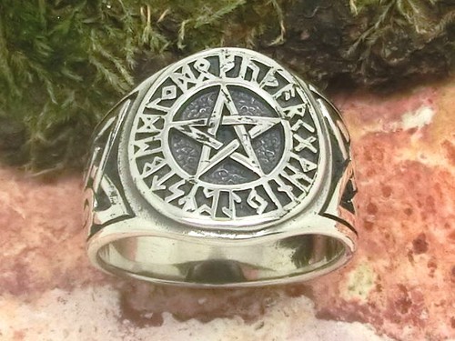 Pentagramma con rune anello - pentagramma, in