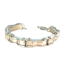 Bracciale rigido in acciaio inox da uomo braccialetto catena moto punk argento