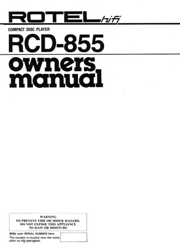 Rotel rcd 855 - rcd-855, cd