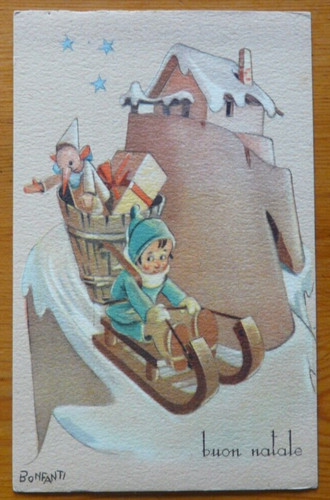 Cartolina buon natale - buon,