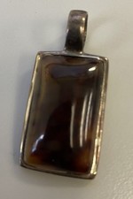 Vintage Rare Montana Moss Agate Rectangle  925 Mexico Signed Pendent (35A)