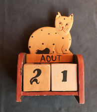 Vintage CALENDARIO PERPETUO da tavolo in legno anni '70