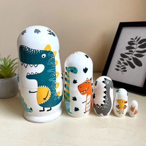 Dino nesting doll - dino, 6”