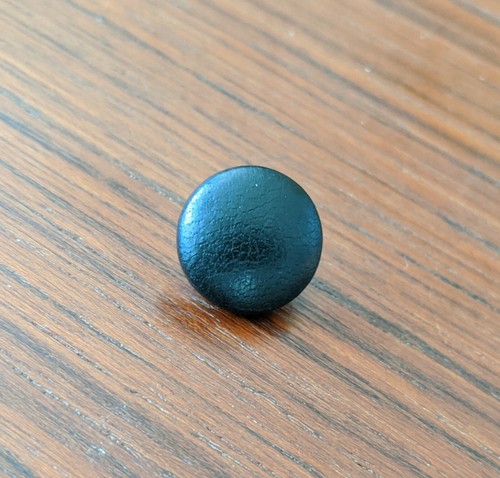 Black leather button shank - leather,