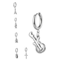 Singolo Orecchino Acciaio a Cerchio Pendente cerchietto Donna Uomo Vintage Punk