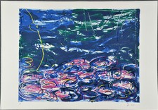 SCHIFANO Mario Gigli d'acqua blu' cm.70x100-firmata a mano-hand signed-pop art