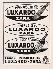 PUBBLICITA' 1933 LUXARDO MARASCHINO EXCELSIOR CHERRY BRANDY ZARA LIQUORI