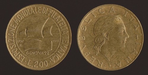 200 lire 1992 expo filatelia - lire,