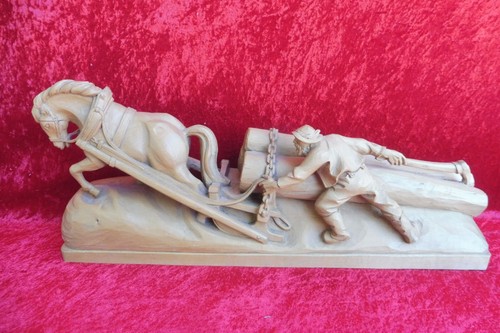 Scultura legno contadino - in,
