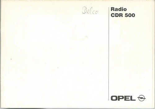 Opel radio cdr 500 manuale - cdr,
