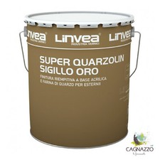 Pittura Acrilica al Quarzo Super Quarzolin Sigillo Oro Esterno Bianco Linvea