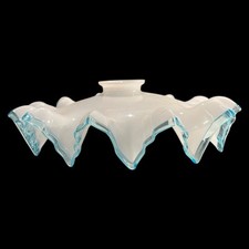 paralume in vetro opalino bianco e azzurro lampadario fazzoletto Vintage