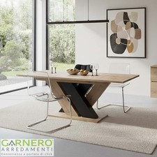 Tavolo con allunga riponibile internamente moderno 160/200cm rovere nero WOLLY