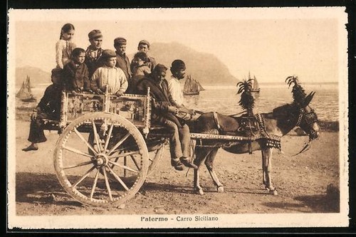 Cartolina palermo carro - palermo,,