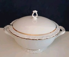 Zuppiera Porcellana Thuringia Bordo Oro Vintage Raro