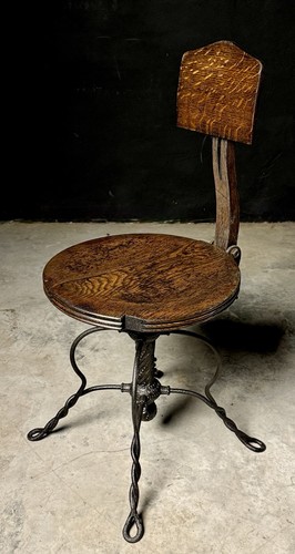Sgabello industriale rovere - sgabello,