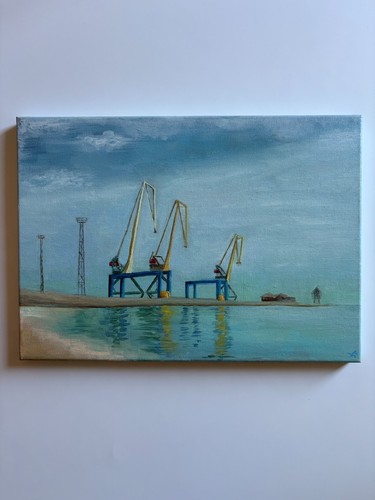 Quadro porto costiero gru