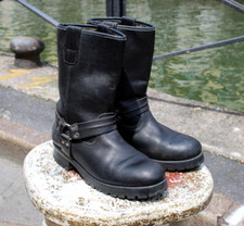 Stivali pelle moto biker donna con anello circolare laterale numero 39