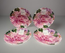 4- Piatti Shabby Chic Rosa Floreale Ortensia Melamina Bordo Smerlato 11” NUOVI