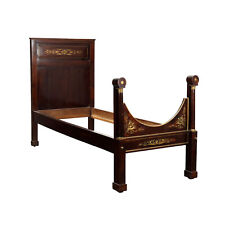 Letto Singolo Impero Antico Noce Lamierino Italia XIX Secolo Originale