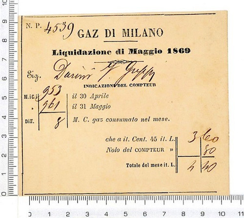 Ricevuta pagamento gas milano - ricevuta,