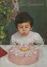 C2 - Cp  Cartolina Augurale Buon Compleanno Bambina con torta - Fg Nvg