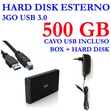 HDD HARD DISK ESTERNO 500GB 3,5" USB 3.0 ALIMENTATO DATI VIDEO FOTO MUSICA TV 