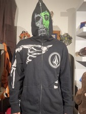 Giacca con cappuccio Y2k anni 2000 skater spettrale zombie Halloween full zip Volcom XL