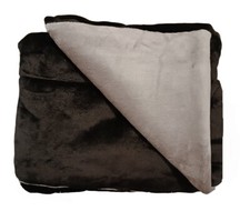 Fluffy Plaid Imbottito Soffice Coperta Eco Pelliccia Double Face Nero Grigio