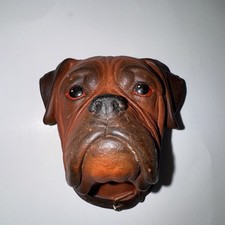 Targa da parete 3D vintage 1968 Bossons marrone boxer cane gesso testa Inghilterra 