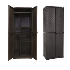 Mobile da esterno resina effetto rattan marrone wengé portascope altezza 180cm